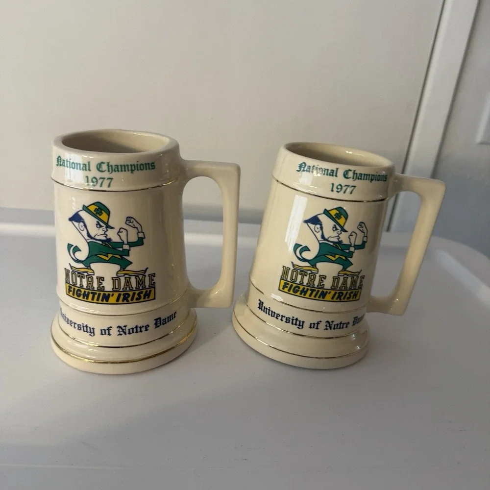 Notre Dame Fightin' Irish Vintage Ceramic Beer Steins 1977 National Champions-2